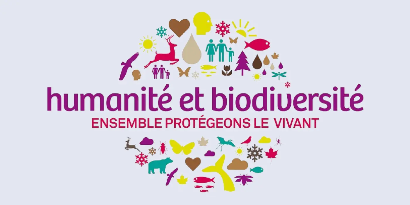Logo humanité et biodiversité avec icônes de rongeurs et rampants